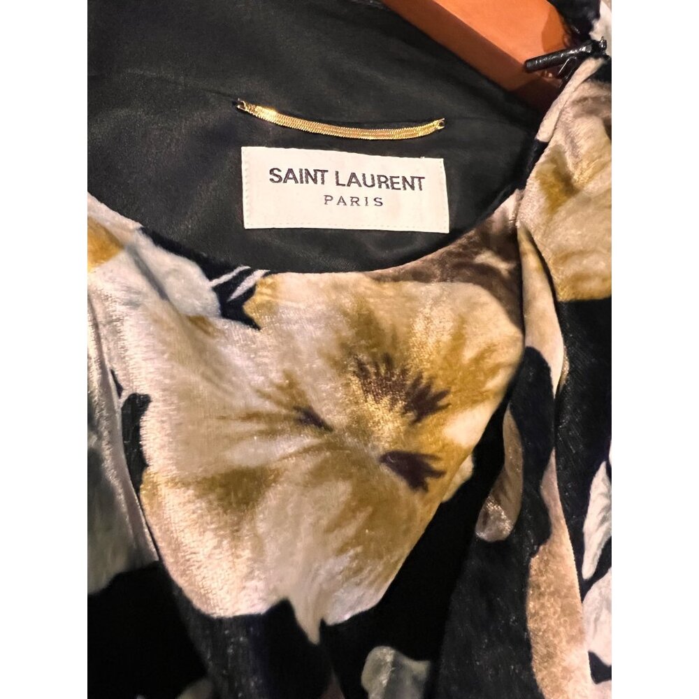 Saint Laurent floral -print velvet wrap dress Size 38/ M - Picture 8 of 12